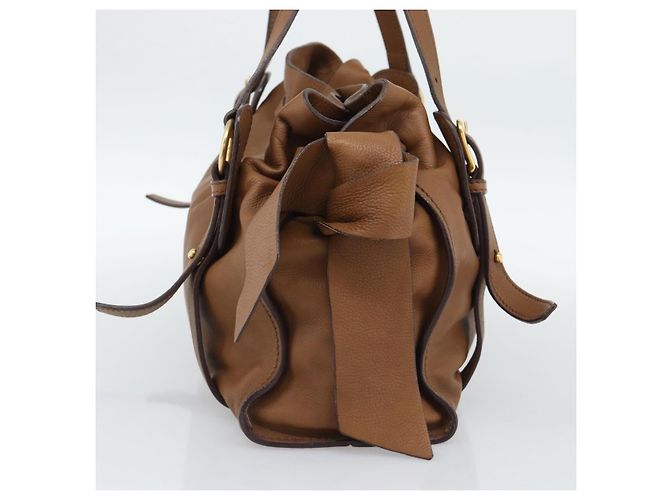 Borsa Tote in Pelle Miu Miu Marrone Auth 187989V - vista 3