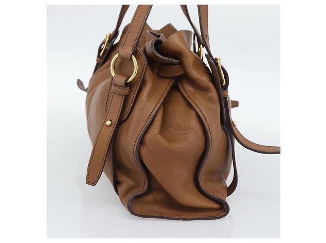 Borsa Tote in Pelle Miu Miu Marrone Auth 187989V - vista 4