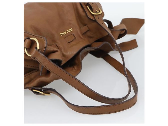 Borsa Tote in Pelle Miu Miu Marrone Auth 187989V - vista 7