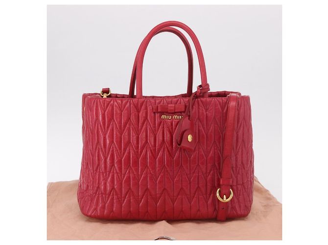 Borsa a mano Miu Miu Matelasse in pelle 2way Rosso Oro Auth BA13893V D'oro - vista 12