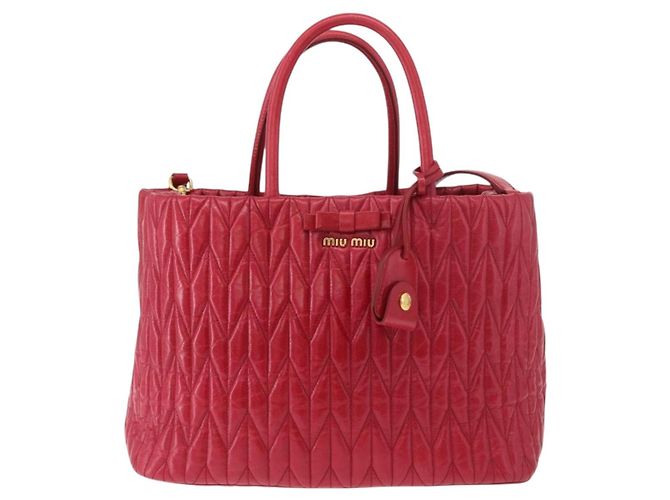Borsa a mano Miu Miu Matelasse in pelle 2way Rosso Oro Auth BA13893V D'oro - vista 13