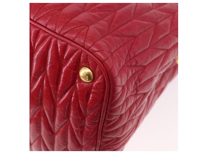Borsa a mano Miu Miu Matelasse in pelle 2way Rosso Oro Auth BA13893V D'oro - vista 18