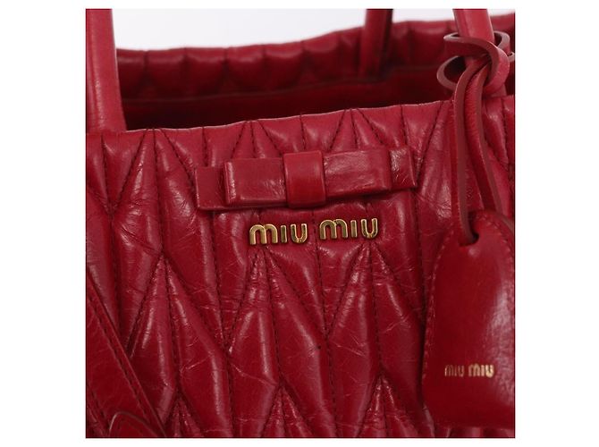 Borsa a mano Miu Miu Matelasse in pelle 2way Rosso Oro Auth BA13893V D'oro - vista 19