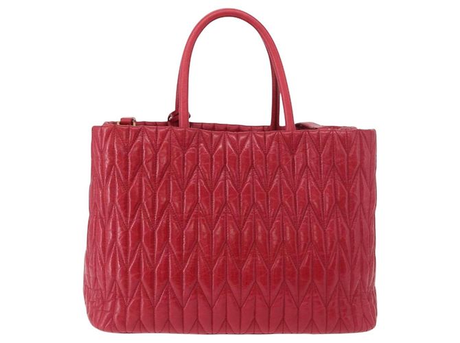 Borsa a mano Miu Miu Matelasse in pelle 2way Rosso Oro Auth BA13893V D'oro - vista 2