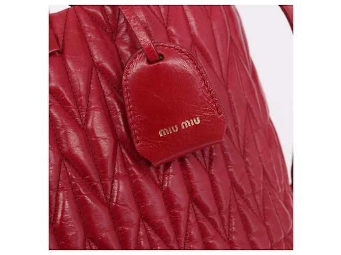 Borsa a mano Miu Miu Matelasse in pelle 2way Rosso Oro Auth BA13893V D'oro - vista 20