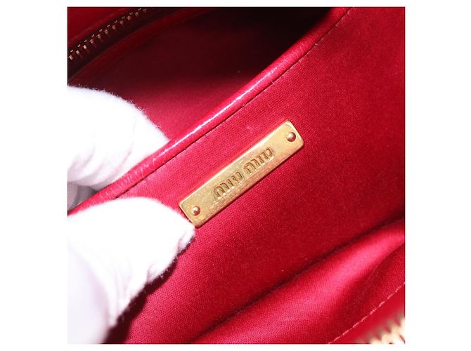 Borsa a mano Miu Miu Matelasse in pelle 2way Rosso Oro Auth BA13893V D'oro - vista 21
