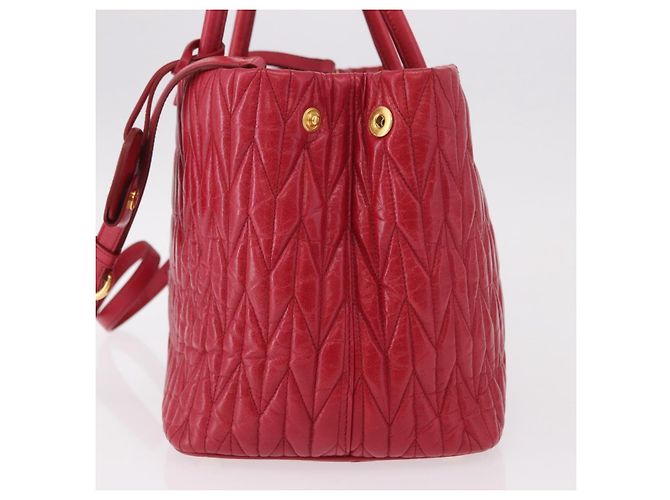 Borsa a mano Miu Miu Matelasse in pelle 2way Rosso Oro Auth BA13893V D'oro - vista 3
