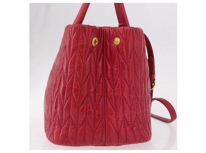 Borsa a mano Miu Miu Matelasse in pelle 2way Rosso Oro Auth BA13893V D'oro - vista 4