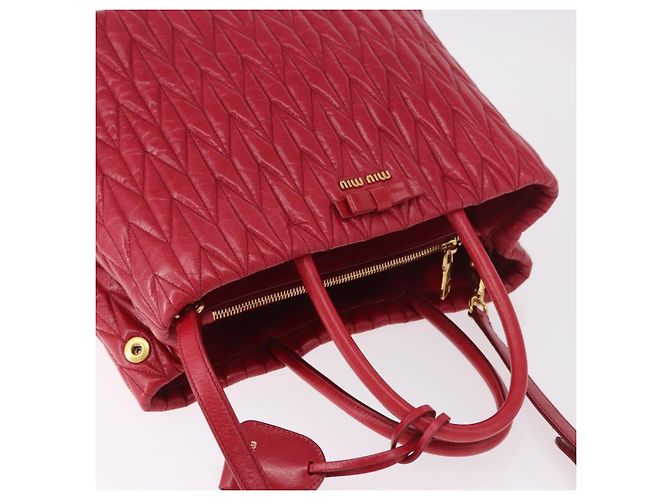 Borsa a mano Miu Miu Matelasse in pelle 2way Rosso Oro Auth BA13893V D'oro - vista 6