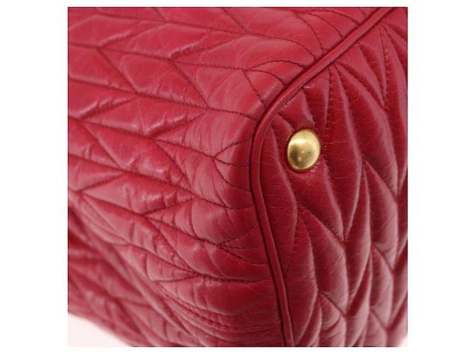 Borsa a mano Miu Miu Matelasse in pelle 2way Rosso Oro Auth BA13893V D'oro - vista 9