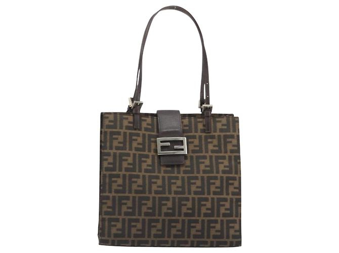 FENDI Zucca Canvas Mamma Baguette Tote Bag Marrone Nero Aut 190385 - vista 13