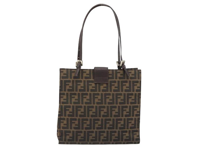 FENDI Zucca Canvas Mamma Baguette Tote Bag Marrone Nero Aut 190385 - vista 2