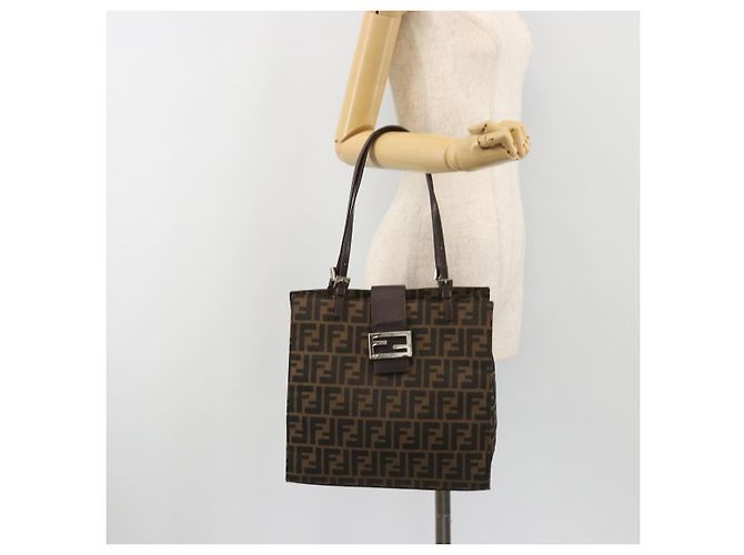 FENDI Zucca Canvas Mamma Baguette Tote Bag Marrone Nero Aut 190385 - vista 25