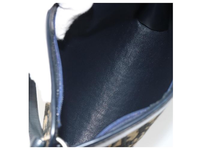 Borsa a tracolla Christian Dior Trotter Canvas Navy Gold Auth BA13956 D'oro Blu navy - vista 18