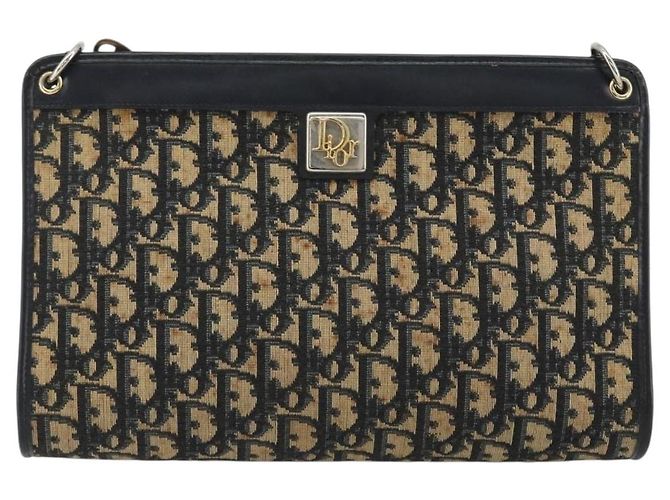 Borsa a tracolla Christian Dior Trotter Canvas Navy Gold Auth BA13956 D'oro Blu navy - vista 2
