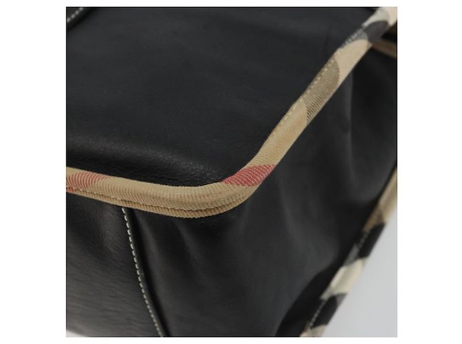 Borsa a Spalla BURBERRY Nova Check in Pelle e Tela Beige Nero Auth bs35984A - vista 14