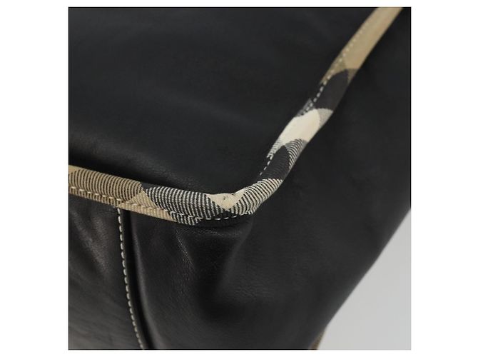 Borsa a Spalla BURBERRY Nova Check in Pelle e Tela Beige Nero Auth bs35984A - vista 16