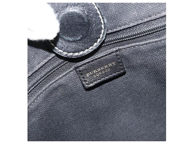 Borsa a Spalla BURBERRY Nova Check in Pelle e Tela Beige Nero Auth bs35984A - vista 18