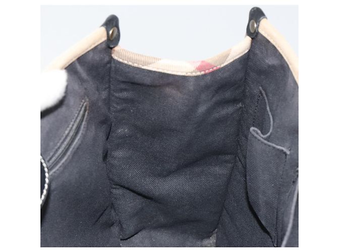 Borsa a Spalla BURBERRY Nova Check in Pelle e Tela Beige Nero Auth bs35984A - vista 19