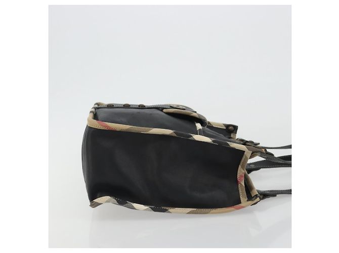 Borsa a Spalla BURBERRY Nova Check in Pelle e Tela Beige Nero Auth bs35984A - vista 3