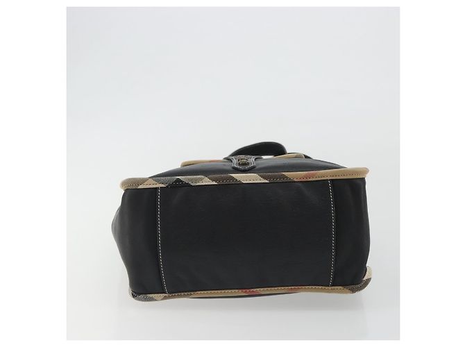 Borsa a Spalla BURBERRY Nova Check in Pelle e Tela Beige Nero Auth bs35984A - vista 5