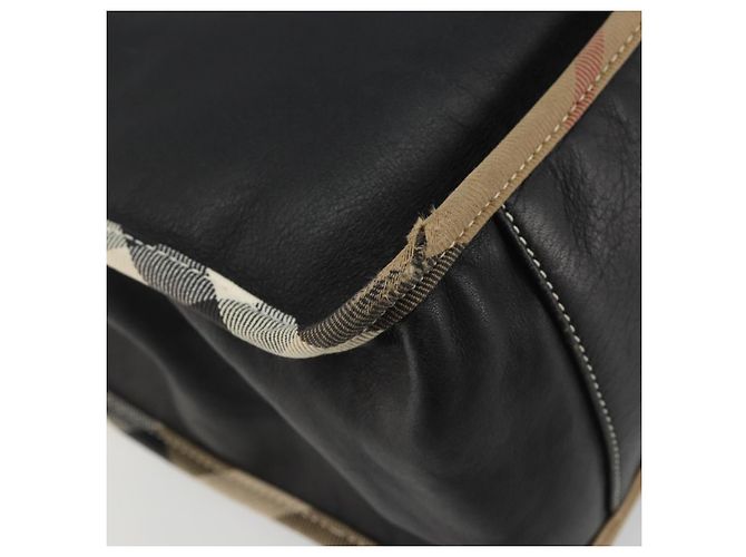 Borsa a Spalla BURBERRY Nova Check in Pelle e Tela Beige Nero Auth bs35984A - vista 9