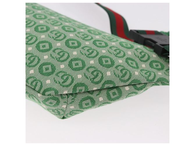 Marsupio per bambini GUCCI Sherry Line in tela verde argento 502095 Auth BA13773V - vista 13