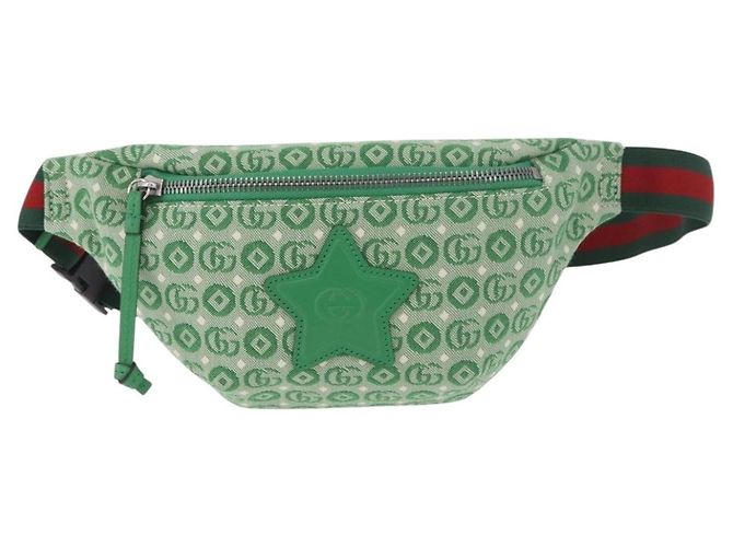 Marsupio per bambini GUCCI Sherry Line in tela verde argento 502095 Auth BA13773V - vista 2