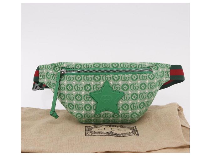 Marsupio per bambini GUCCI Sherry Line in tela verde argento 502095 Auth BA13773V - vista 23