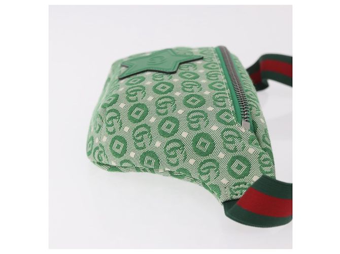 Marsupio per bambini GUCCI Sherry Line in tela verde argento 502095 Auth BA13773V - vista 4