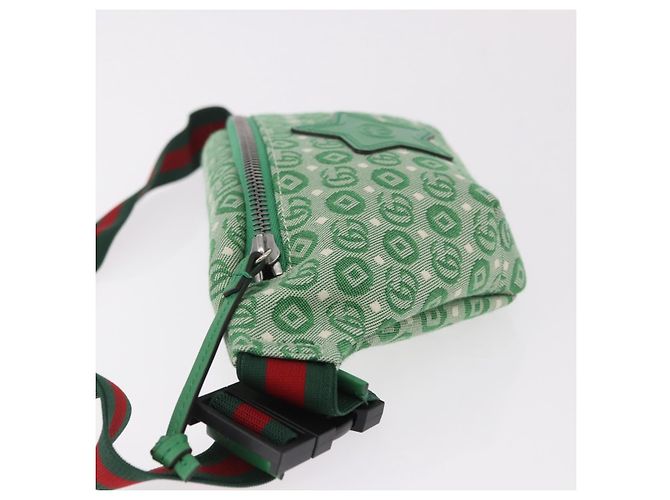 Marsupio per bambini GUCCI Sherry Line in tela verde argento 502095 Auth BA13773V - vista 5