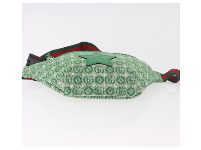 Marsupio per bambini GUCCI Sherry Line in tela verde argento 502095 Auth BA13773V - vista 9