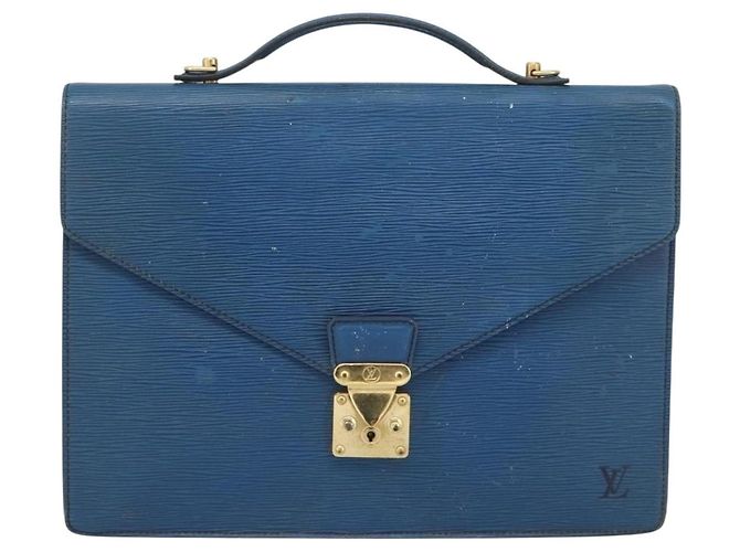 Borsa LOUIS VUITTON Epi Porte Documents Bandouliere Toledo Blue LV Auth 190800 - vista 13