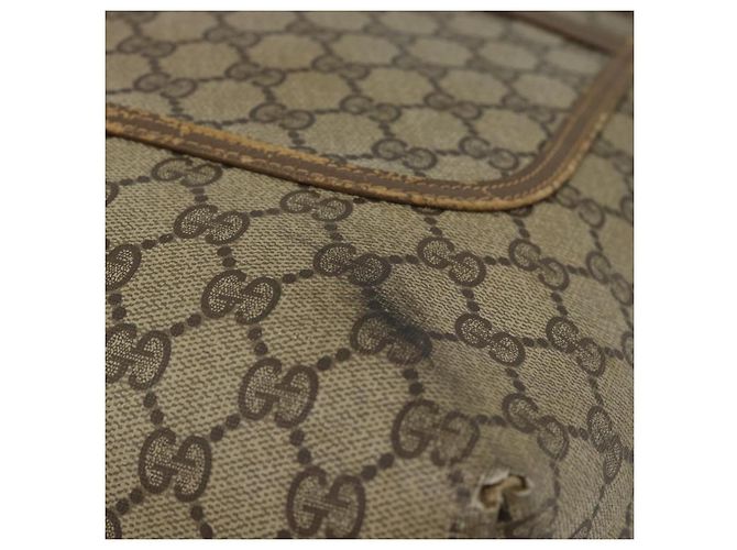 Borsa Tote GUCCI GG Supreme Web Sherry Line PVC Beige Oro Auth ar13997 D'oro - vista 10