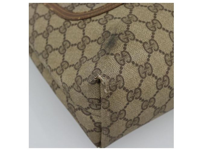 Borsa Tote GUCCI GG Supreme Web Sherry Line PVC Beige Oro Auth ar13997 D'oro - vista 14
