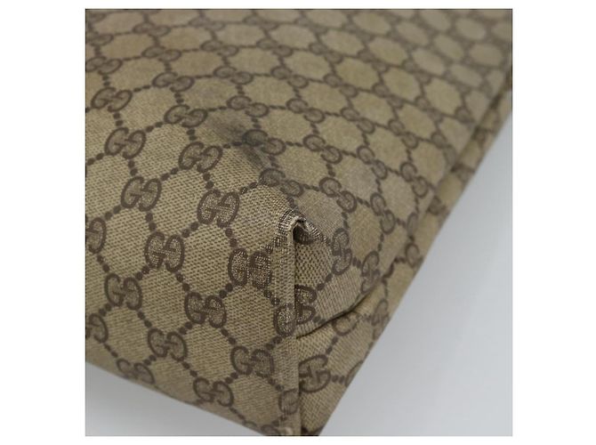 Borsa Tote GUCCI GG Supreme Web Sherry Line PVC Beige Oro Auth ar13997 D'oro - vista 15