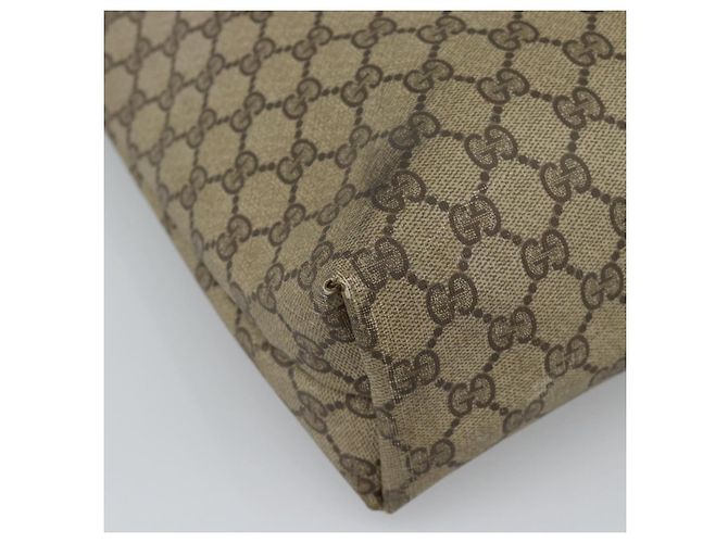 Borsa Tote GUCCI GG Supreme Web Sherry Line PVC Beige Oro Auth ar13997 D'oro - vista 16