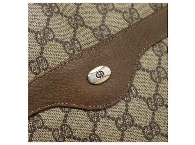 Borsa Tote GUCCI GG Supreme Web Sherry Line PVC Beige Oro Auth ar13997 D'oro - vista 17