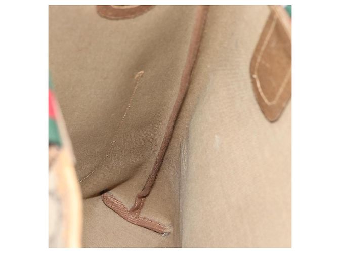 Borsa Tote GUCCI GG Supreme Web Sherry Line PVC Beige Oro Auth ar13997 D'oro - vista 20