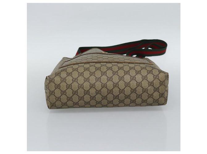 Borsa Tote GUCCI GG Supreme Web Sherry Line PVC Beige Oro Auth ar13997 D'oro - vista 5