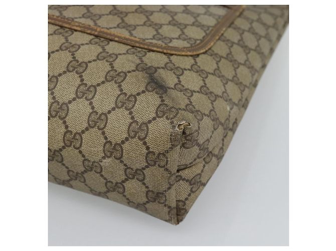 Borsa Tote GUCCI GG Supreme Web Sherry Line PVC Beige Oro Auth ar13997 D'oro - vista 9