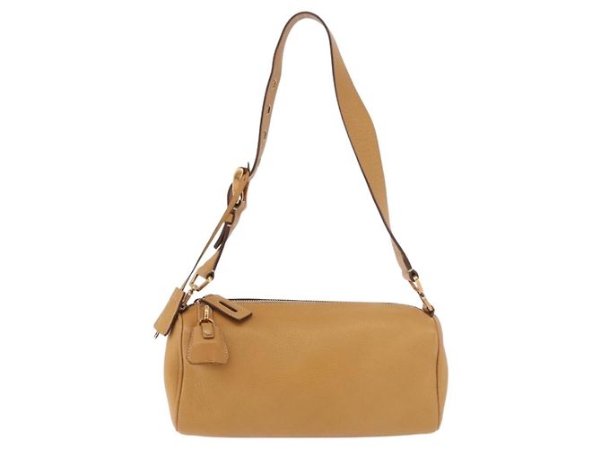 Borsa a Spalla in Pelle Beige Oro PRADA Auth gh2210A D'oro - vista 13