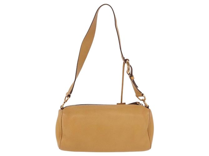 Borsa a Spalla in Pelle Beige Oro PRADA Auth gh2210A D'oro - vista 2