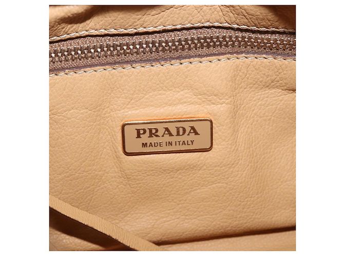 Borsa a Spalla in Pelle Beige Oro PRADA Auth gh2210A D'oro - vista 20