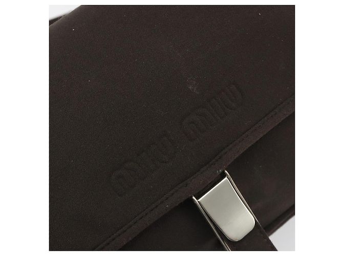 Borsa a Spalla Miu Miu Jersey di Cotone Marrone Argento Auth 191297A - vista 10