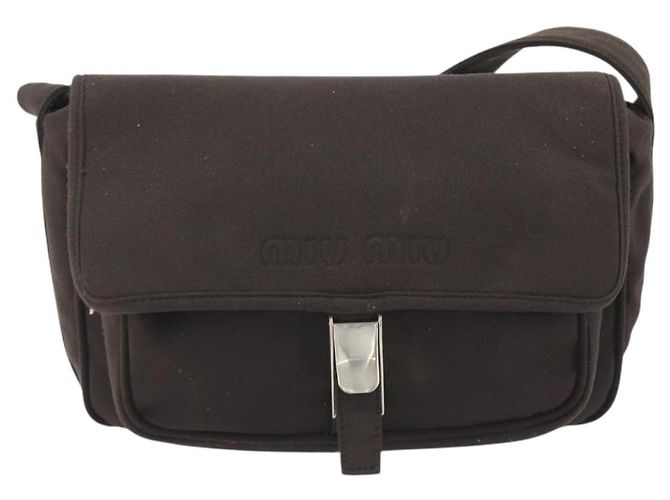 Borsa a Spalla Miu Miu Jersey di Cotone Marrone Argento Auth 191297A - vista 13