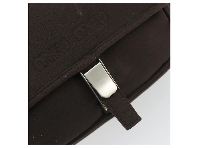 Borsa a Spalla Miu Miu Jersey di Cotone Marrone Argento Auth 191297A - vista 17