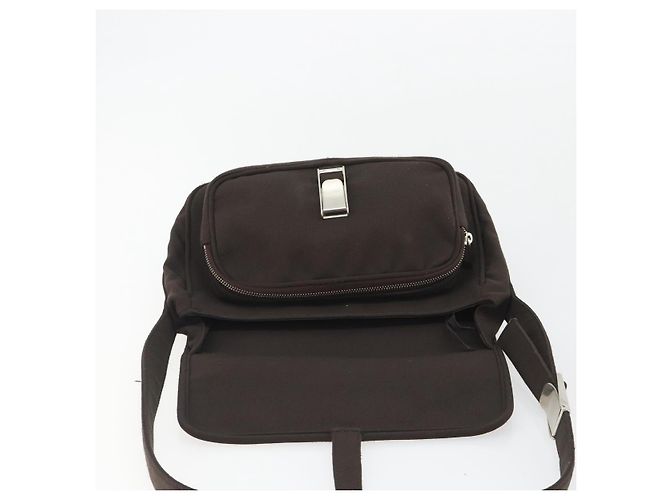 Borsa a Spalla Miu Miu Jersey di Cotone Marrone Argento Auth 191297A - vista 18