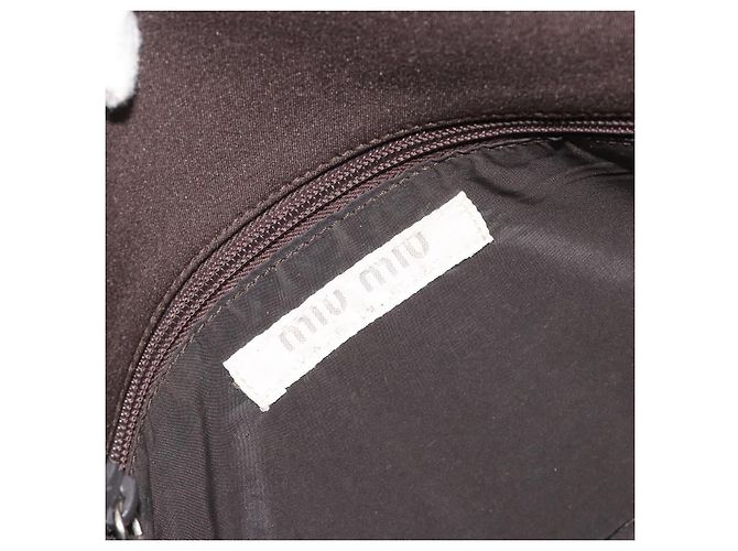 Borsa a Spalla Miu Miu Jersey di Cotone Marrone Argento Auth 191297A - vista 19