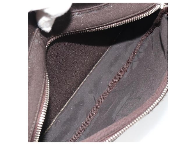 Borsa a Spalla Miu Miu Jersey di Cotone Marrone Argento Auth 191297A - vista 25